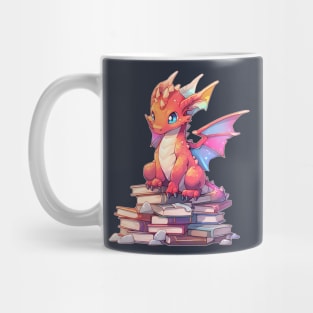 Book Lover Cute Red Dragon Mug